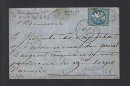 Lettre Gare De Macon N° 45 1871 - 1849-1876: Periodo Classico