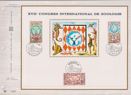 Congrès International De Zoologie N°894 895 896  Monaco 25 9 72 Encart Perforé 1er Jour - Covers & Documents