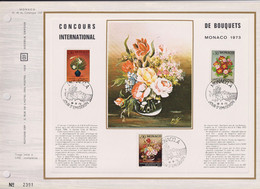 Concours International De Bouquets N°897 898 899  Monaco 13 11 72 Encart Perforé 1er Jour - Brieven En Documenten