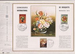 Concours International De Bouquets N°897 898 899  Monaco 13 11 72 Encart Perforé 1er Jour - Cartas & Documentos