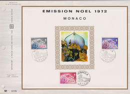 Emission De Noël 1972 N°900 901 902  Monaco 13 11 72 Encart Perforé 1er Jour - Briefe U. Dokumente