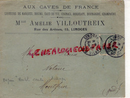 87-LIMOGES -ENVELOPPE AUX CAVES DE FRANCE MLLE AMELIE VILLOUTREIX-15 RUE DES ARENES-M. ROUX NOTAIRE A MONTFRIN 30 GARD - - Food