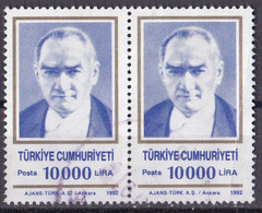 Türkei Marke Von 1992 O/used (waagrechtes Paar) (A2-43) - Gebraucht