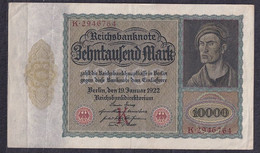 Germany - 1922 - 10 000 Mark .. - S K/K  P70, R68a.. VF - 10.000 Mark