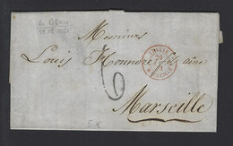 Lettre Entrée Maritime Italie  Marseille 1861 De Genes - Poste Maritime