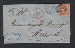 Lettre Entrée Maritime Poss Angl Marseille 1868 De Maltes - Posta Marittima