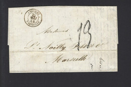 Lettre Entrée Maritime Siciles Marseille 1854 - Posta Marittima