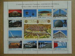 Espagne - Feuillet Numéroté - Universal Exhibition Sevilla 1992 - 12 Timbres De 17 Pesetas - 1992 - 1992 – Sevilla (Spanje)