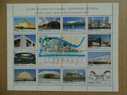Espagne - Feuillet Numéroté - Universal Exhibition Sevilla 1992 - 12 Timbres De 27 Pesetas - 1992 - 1992 – Siviglia (Spagna)