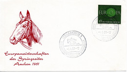 56366 - Bund - 1961 - 10Pfg CEPT '60 EF A SoUmschl SoStpl AACHEN - EUROPAMEISTERSCHAFT DER SPRINGREITER - Paardensport
