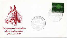 56366 - Bund - 1961 - 10Pfg CEPT '60 EF A SoUmschl SoStpl AACHEN - EUROPAMEISTERSCHAFT DER SPRINGREITER - Ippica