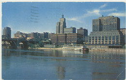 ST. PAUL MINNESOTA -SKYLINE FROM THE MISSISSIPPI RIVER - St Paul