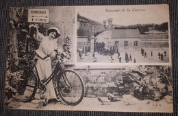 CARTE POSTALE ANCIENNE FEMME VELO CASERNE DUNKERQUE 1910-1915 - Greetings From...