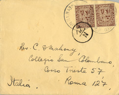 1949 IRLANDA , SOBRE CIRCULADO A ROMA , LLEGADA AL DORSO , MARCA CIRCULAR " 17 / N " - Storia Postale