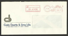 Portugal EMA Cachet Rouge Costa Duarte & Lima Compagnie D'assurance 1980 Insurance Company Franking Meter - Machines à Affranchir (EMA)