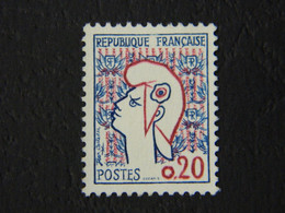 République Française 0,20 Dentelé Type Marianne De Cocteau 1961 Y&T 1282 Type 1 Bleu Et Rouge Non Oblitéré - 1961 Maríanne De Cocteau