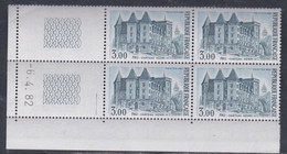 France  N° 2195 XX Sites : Château De Pau En Bloc De 4 Coin Daté Du  6 . 4 . 82 ; 1 Trait Sans Charnière, TB - 1980-1989