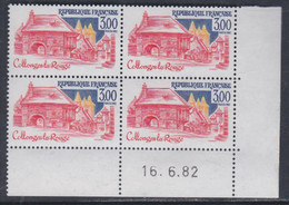 France  N° 2196 XX Sites : Collonges-la-Rouge En Bloc De 4 Coin Daté Du  16 . 6 . 82 ; Sans Trait Sans Charnière, TB - 1980-1989