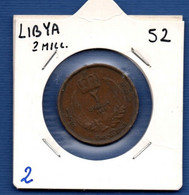 LIBYA - 2 Milliemes 1952  -  See Photos - Km 2 - Libia