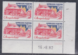 France  N° 2196 XX Sites : Collonges-la-Rouge En Bloc De 4 Coin Daté Du  16 . 6 . 82 ; 2 Traits Sans Charnière, TB - 1980-1989