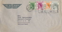 1960 HONG KONG , SOBRE CIRCULADO , CORREO AÉREO A BADEN , MI 180 , 183 , 185 , 187 - Storia Postale