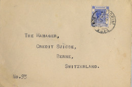 C. 1939  HONG KONG , SOBRE CIRCULADO VICTORIA - BERNE , YV. 148 , THE CHARTERED BANK OF INDIA , AUSTRALIA & CHINA - Lettres & Documents