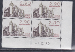 France  N° 2232 XX Sites : Château De Ripaille En Bloc De 4 Coin Daté Du  7 . 8 . 82 ; Sans Trait Sans Charnière, TB - 1980-1989