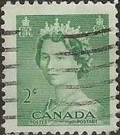 CANADA 1953 Queen Elizabeth II - 2c. - Green FU - Gebruikt