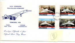 Concorde Premier Vol Jour Avion Airmail Air 1978 Port Vlla New Hebrides - FDC