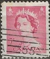CANADA 1953 Queen Elizabeth II - 3c. - Red FU - Gebruikt