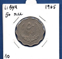 LIBYA - 50 Milliemes 1965  -  See Photos - Km 10 - Libye