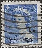 CANADA 1955 Official - Queen Elizabeth II - 5c. - Blue FU - Sobrecargados