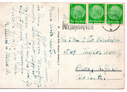 56401 - Deutsches Reich - 1937 - 3@5Pfg Hindenburg (1 Kl Mgl) A AnsKte HAMBURG - ... VIERJAHRESPLAN -> Bronx, NY (USA) - Storia Postale