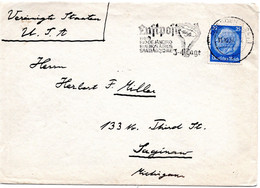 56409 - Bund - 1937 - 25Pfg Hindenburg EF A Bf DRESDEN - LUFTPOST ... -> Saginaw, MI (USA) - Storia Postale