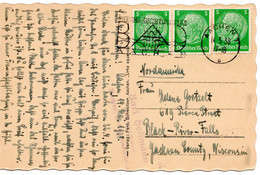 56410 - Bund - 1938 - 3@5Pfg Hindenburg A AnsKte AACHEN - ... -> Black River Falls, WI (USA) - Lettres & Documents