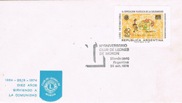 48336. Carta MORON (Argentina) 1974. 10 Aniversario CLUB De LIONS - Storia Postale
