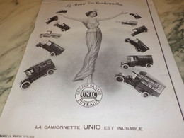 ANCIENNE PUBLICITE LA REINE DES CAMIONNETTES UNIC 1929 - Vrachtwagens