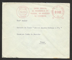 Portugal EMA Cachet Rouge Caisse Prévoyance Industrie Céramique 1956  Pension Fund Ceramic Industry Meter Franking - Maschinenstempel (EMA)