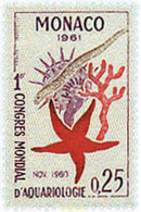 51793 MNH MONACO 1961 PRIMER CONGRESO MUNDIAL DE ACUARIOLOGIA - Altri & Non Classificati