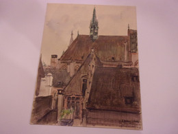 Alsace Strasbourg Henri-Georges TROUSSARD   (Tours 1896-1953) Dessin 1938 CARTON AVEC ENVOI 32/25 CM - Sonstige & Ohne Zuordnung