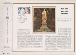 Centenaire De La Naissance De Sainte Thérèse De Lisieux N°930 Monaco 30.4 73 Encart Perforé 1er Jour - Covers & Documents