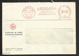 Portugal EMA Cachet Rouge Sogas Gaz Et Produits Chimiques 1961 Sogas Gas And Chemicals Meter Stamp - Gaz