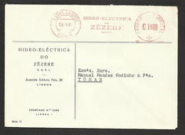 Portugal EMA Cachet Rouge Hydro-électrique Zêzere Barrage Eau Electricité 1961 Hydro-electric Dam Water Meter Franking - Water