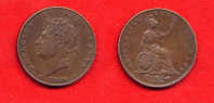 GRANDE BRETAGNE - GREAT BRITAIN - ENGLAND - GEORGE IV - HALF PENNY 1827 - 1/2 PENNY 1827 - Autres & Non Classés