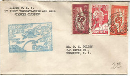 PORTUGAL PRIMER VUELO LISBOA NEW YORK 1939 - Cartas & Documentos