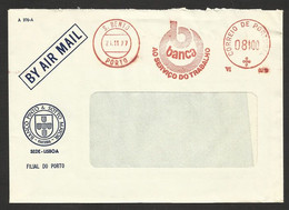 Portugal EMA Cachet Rouge BPSM "La Banque Au Service Du Travail" Porto 1977 Meter Stamp Bank BPSM Bank Oporto - Machines à Affranchir (EMA)