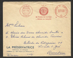 Portugal EMA Cachet Rouge La Preservatrice Compagnie Assurance 1972 Insurance Company Franking Stamp Meter - Franking Machines (EMA)