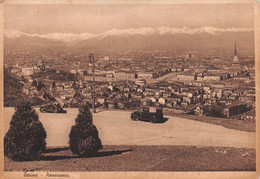 011852 "TORINO - PANORAMA" AUTO ANNI '40 (FIAT 500 TOPOLINO). CART. ILLUSTR. ORIG. NON SPED. - Tarjetas Panorámicas