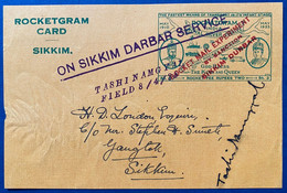 India Rocket Mail 8/4/1935 Experiment “on Sikkim Durbar Service” Signed By Captain & Stephen Smith & Jal Cooper Rare - Poste Aérienne