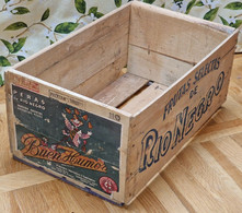 Ancienne CAISSE En Bois - Publicité BUEN HUMOR Argentine Rio Negro - Fruits - Clown Monoroue, Poires Agrumes - Vers 1940 - Boîtes